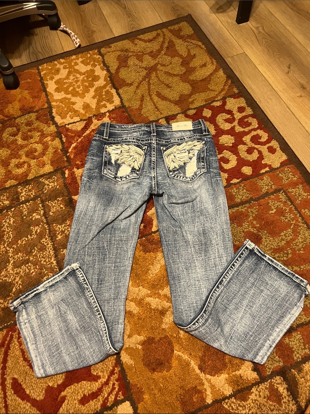 Miss Me Light Blue Boot Cut Jeans with Embroidered Back Pockets